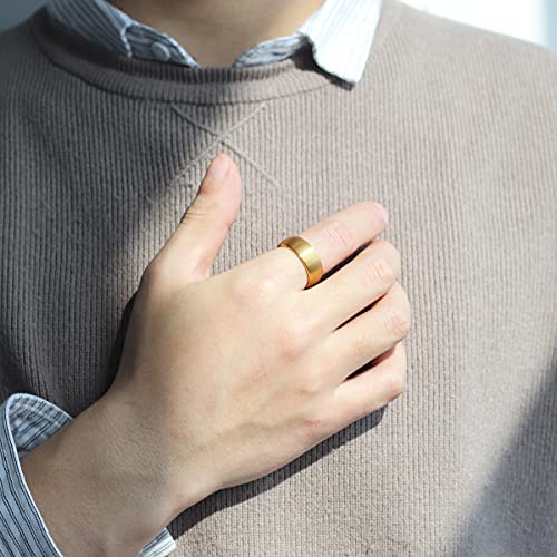 Zoesky Tungsten Rings for Men Women 2mm 4mm 6mm 8mm Golden Domed Brushed Finish Engagement Wedding Band (Golden4mm, 4)