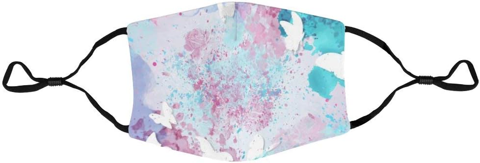 Water Colored Butterfly Cute Face Cover Reusable Washable Breathable Mouth Cover Dustproof Anti Dust for Men Women