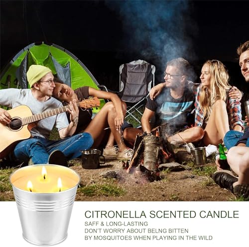 2 x 17oz Citronella Candle Outdoor Large 3-Wick Bucket Citronella Candle for Home Patio up to 240 Hours, Natural Soy Wax Lemograss Candle for Outside Garden Backyard Balcony Summer Camping