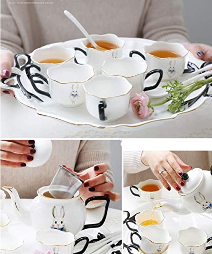 Porzellan Keramik Tee Geschenkset Mit Metallhalter, Kaffeeservice Set Mit Tassen, Untertassen Und – Bild 6