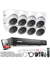 ANNKE Sistema de cámara de seguridad para el hogar 8 CH H.265 + 4 K PoE NVR con 8 cámaras de vigilancia impermeables de 5 MP, visión nocturna de 100 pies, detección de movimiento, fácil acceso remoto, 2 TB HDD Store más vídeo