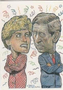 Princess Diana & Prince Charles caricature photo trading card (Royal