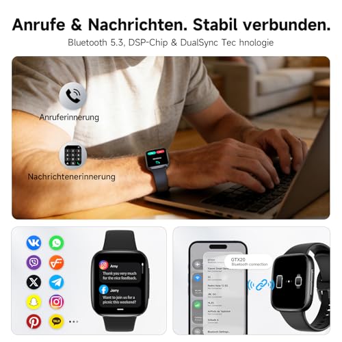 Women's Smartwatch, AMOLED 1.85 Inch Smart Watch for iPhone/Samsung/Android (Phone Function), Fitness Tracker with Integrated Alexa, 110 Sports Modes, IP68 Waterproof, Heart Rate Monitor, Sleep