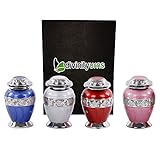Eternal Love Keepsake Urns Set of 4 - Solid Brass Shades of Enamel Mini Urns -Forever Remembered Token Urn - Handcrafted and Affordable Minature Urns for Ashes