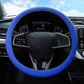 Universal Four Season Thin Silicone Steering Wheel Cover - Anti Slip Wear Resistant Comfortable for Car Blue