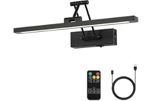 Joossnwell Picture Light Battery Operated Art Lights for Painting with Remote Wireless Wall Light Dimmable and 3CCT Black Picture Frame Light 15.35 Inch Sconce Light for Library Museum Portrait