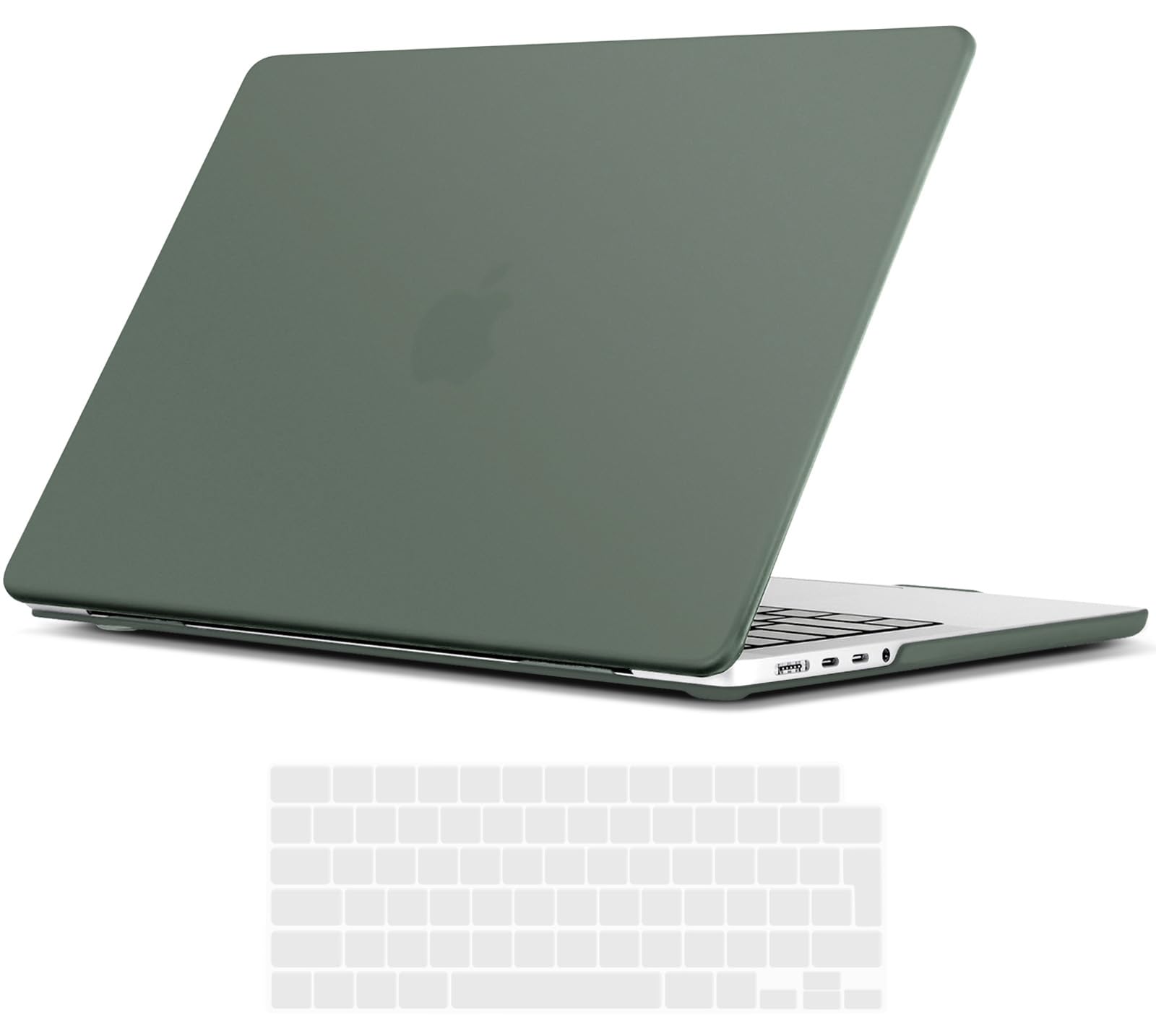 TECOOL Case for MacBook Pro 14 Inch 2023 2021 A2779 A2442 with Chip M2 M1 Pro/Max, Matte Case Protective Hard Plastic Slim Cover and Silicone AZERTY Keyboard Protection, Midnight Green