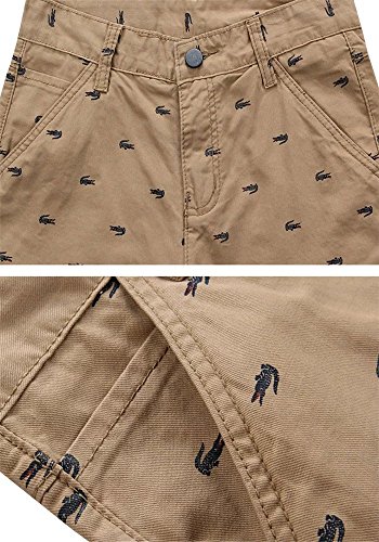 HENGAO Men's Casual Classic Fit Bermuda Chino Flat Front Shorts, Khaki, US 44 = Tag 46