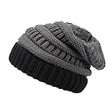 Womens Men Knit Winter Stretch Thick Slouch Beanie Hats Chunky Skull Caps