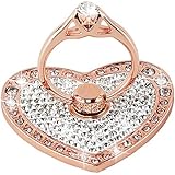 Nsiucion Phone Ring Stand Holder, Heart Crystal Diamond Rhinestone Glitter Sparkle Universal 360 Degree Rotating Portable Kickstand Grip for Any Smartphones and Tablets (Rose Gold)