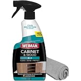 Weiman Cabinet &amp; Wood Clean &amp; Shine Spray - Furniture, Kitchen Cabinets, Baseboard &amp; Trim, Fresh Almond Scent, Microfiber Cloth Included