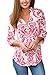 Dokotoo Womens Fall Casual Plus Size Print Fashion 2017 V Neck 3 4 Sleeve Tunic Blouses T Shirt Pink XX-Large