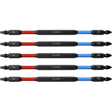 Orbit PHLiPBiT SQ3+PH3 Double-End Impact Bit – 4” Modified Geometry, 5-Pack, 1/4” Hex, For SQ & PH #12/14 Screws – Fits Multi Drivers