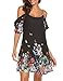 Naggoo Women's Summer Chiffon Floral Printed Cold Shoulder Loose Short Dress