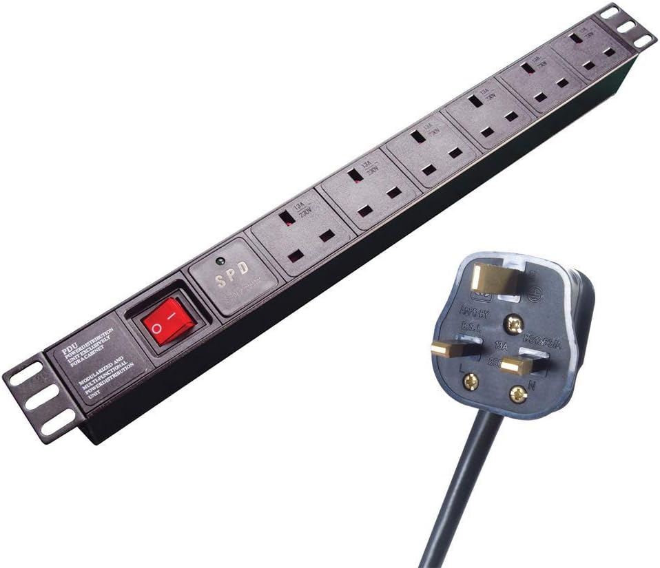 Premium Extension Lead 3M 6 Socket PDU Strong Vertical Amazon.co.uk