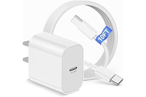 COONCXEN iPhone 17 16 15 Charger Block and 10ft Type C to C Cable Cord Long, 20W USB C Fast Charging Plug for Apple iPhone 17 Pro Max/17 Air/16 Pro Max/16 Plus/15 Pro/15/AirPods/iPad/Mini Wall Cube Brick Box