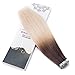Rinboool Tape in Hair Extensions, Real Natural Remy Human Hair, Seamless Straight Pu Skin Weft, 14 Inch 40 Gram 20 Pieces, Ombre Medium Brown to 613 Blonde