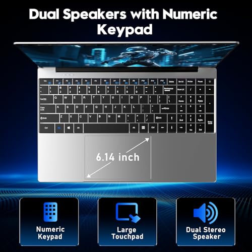 NIAKUN Laptop, Window 11 Pro Laptop Computer 2026, 15.6 Inch Lap Top, 16GB RAM 256GB SSD PC, M3-6Y30 Processor, FHD Display, WIFI5, BT4.2, Webcam, Office 365 for Business, School, Work, Student, Gray