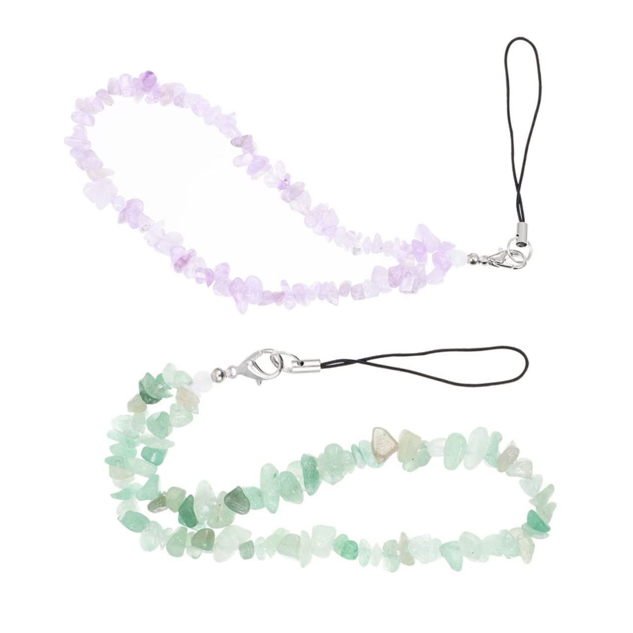 Artibetter Crystal Gem Lanyard Phone Charm with Natural Gemstone Beads Lightweight Mobile Phone Accessory for Bags and Keys