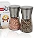 Mr Wellbeing Handheld Salt Shaker and Pepper Mill Grinder Set with Adjustable Coarseness Ceramic Rotop and Slim Brushed Stainless Steel and Glass Body