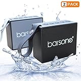 Barsone Portable Wireless Bluetooth Speaker (2-Pack), Built-in Mic, Powerful 5W Audio Driver，IPX6 Waterproof Speaker with Superior Sound for Travel, Beach,Shower,Party- Black and Grey