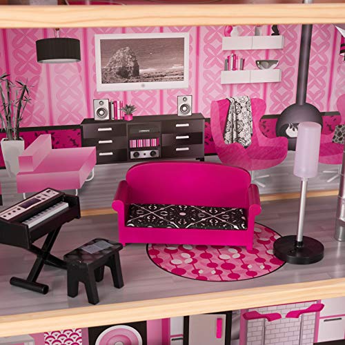 KidKraft 65826 Möbeln und Zubehör mit Licht-und Soundeffekten Sparkle Mansion Puppenhaus aus Holz, Rosa, 36 Monate - 8… – Bild 6