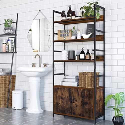 Homfa Industrial Bookcase with 2 3Tier Free Standing Open