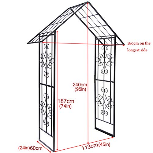 LZPQ Rosenbogen Metall, Pflanzbogen, Wetterfeste Rankhilfe Für Garte, Rose Kletterpflanzen, Robust, Eisen(Schwarz) Y – Bild 6