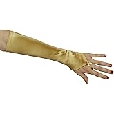 Cinderella Satin Fingerless Elbow Length Gloves, Gold
