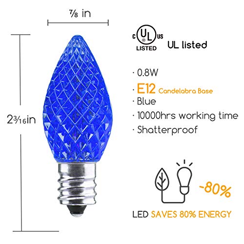 25 Pack C7 Led Replacement Christmas Light Bulb, C7 Shatterproof Led