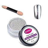 CLAVUZ 2g Silver Chrome Powder Mirror Effect Glitter Nail Powder Manicure Pigments with Sponge Stick Nail Art Tools Kit