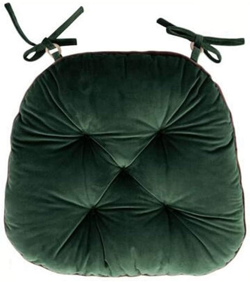 Chair Pad Velvet Chair Cushions,Warm Student Chair Pads with Ties Seat Pad for Dining Room Chairs Chair Cushion (Color : Dark Green)