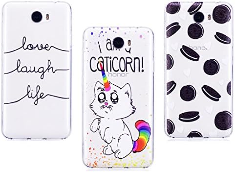 EarthNanLiuPowerTu Silicon Case for HUAWEI Y52 y5ii Y5 II 2 (cun-l21) cun-l01 Slim Rubber Silicone Gel Soft TPU Fantasy 3D Embossed Clear Background (Biscuits & Unicorn & Clear Girl Fashion Boy