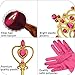 fedio Girls Princess Dress up Accessories 4 Pieces Gift Set Princess Gloves, Hair Braid, Tiara Crown and Wand for Kids (Rose)
