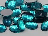 25x18mm Blue Zircon .BZ Flat Back Oval Acrylic Jewels High Quality Pro Grade - 20 Pieces
