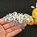EVER FAITH Wedding Leaf Decorative Ivory Color Simulated Pearl Hair Side Comb Clear Austrian Crystal