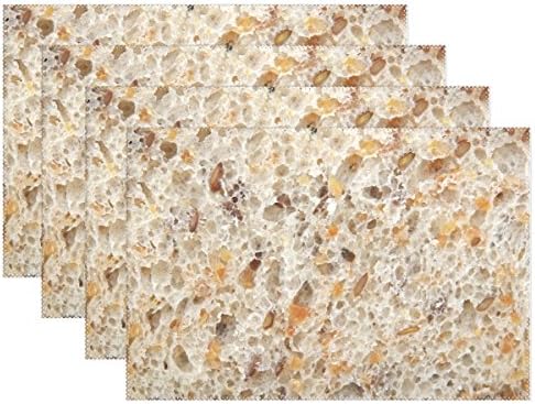 Dinner Table Mats - 12"x18" Heat Resistant Hand Washable Placemats Non-slip Washable Place Mats for Kitchen Dining Room 1 Piece Bread Textured Marble