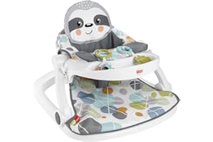 Fisher-Price Portable Baby Chair Sit-Me-Up Floor Seat with Snack Tray, Newborn Sensory Activity Toys & Plush Cute Sloth Washable Pad​