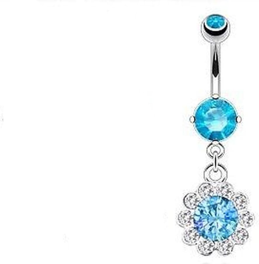 Stainless Round Flower Belly Bar Piercing NAL12129 x