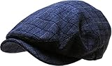 KBW-316 NAV S/M Plaid Ascot Ivy Newsboy Hat