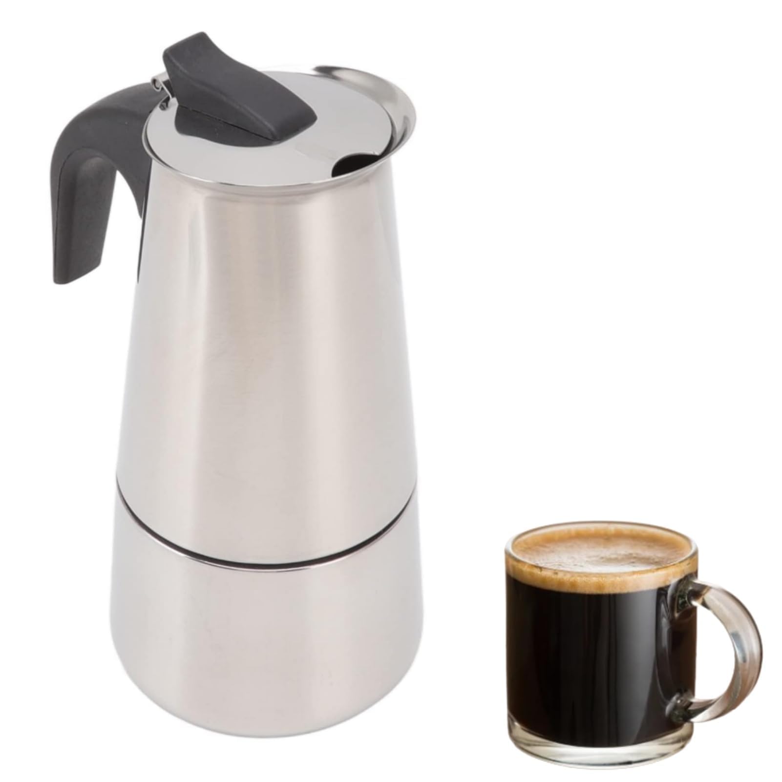 Cyrank Coffee Pot, Espresso Maker Stovetop Coffee Makers Large Capacity Percolator Stainless Steel Moka Pot for Home and Outdoor Camping(100ml)