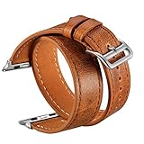 V-Moro Compatible Apple Watch Bands 38mm 40mm Women Men, iWatch Leather Band Vintage Crazy Horse Wrist Strap for Apple Watch Series 4 Series 3 Series 2 Series 1, Sport, Hermes, Nike+, Edition- Brown