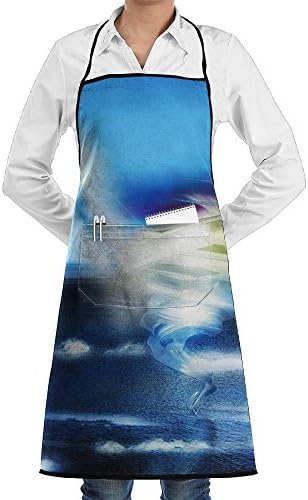 Cool 3D Tornado Men &amp; Women Bib Chef Kitchen Apron With Pockets