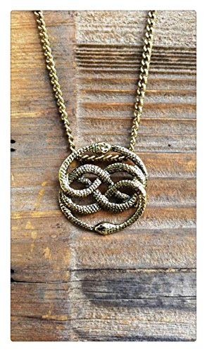 NeverEnding Story Antique Bronze Necklace, Auryn Necklace, Long or Choker, Never Ending Story Snake Pendant, Snake Circle Necklace