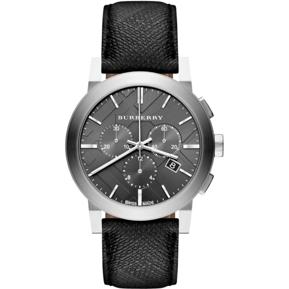 BURBERRY BU9362 - Men's Watch, Grey Leather Strap, Strip