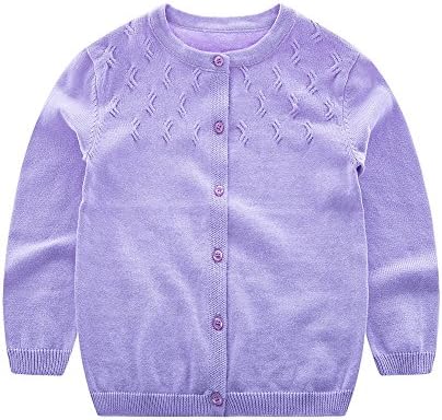 KASULAR Baby Girl Sweaters Pure Color Knitting Patterns Cardigan 1-5Years Spring (3T, Purple)