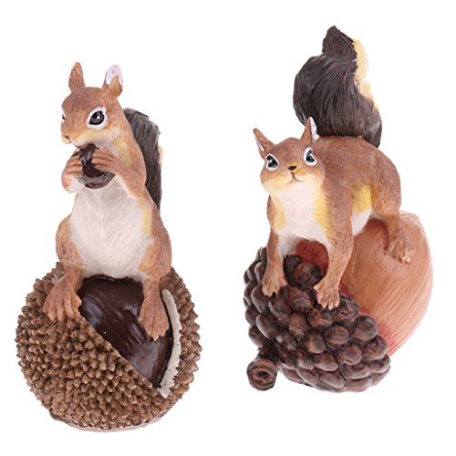 image for MonkeyJack Cute Resin 2 Squirrel Sculpture Lifelike Animal Figures Mod
