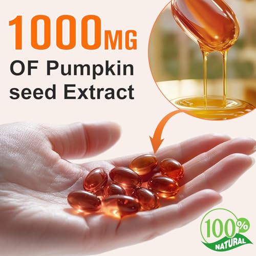 300PCS Pumpkins Seed Oil Capsules,Pumpkin&Seed Oil 2 in 1 for Hair Growth, Cold Pressed, Supports Hair, Heart, Skin Supplement,Pumpkins Seed Extract Powder,PumpkinSeed Herbal Supplement