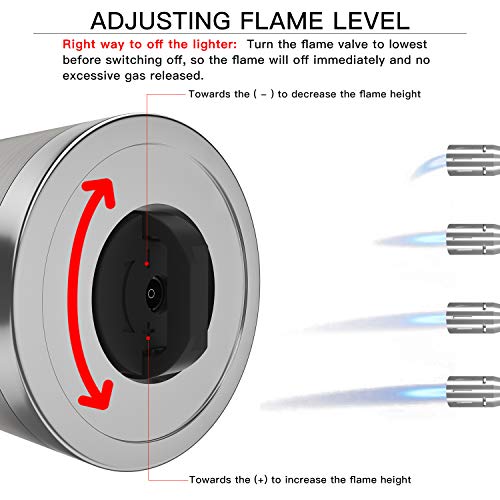 Torch Lighter Butane Gas Lighter Jet Flame Flexible Long Neck Refillable Fire Lighter for Grill Gas Hob Stove Oven Wood Fireplace BBQ Camping Gas Fire Pit Fire Pot Metal Lighter(Butane Not Included) - Thumbnail 2