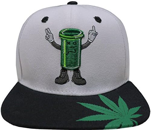 Marijuana KUSH Pot Leaf Weed Cannabis Embroidered Flat Bill Snapback (N31-White/Black)